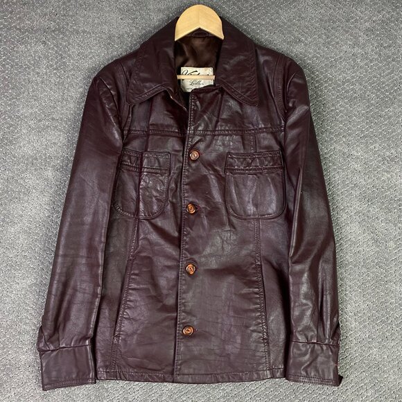 Vintage 70s Victoria Leather Jacket Men's Small Oxblood Burgundy Fight Club Pimp - Picture 3 of 11